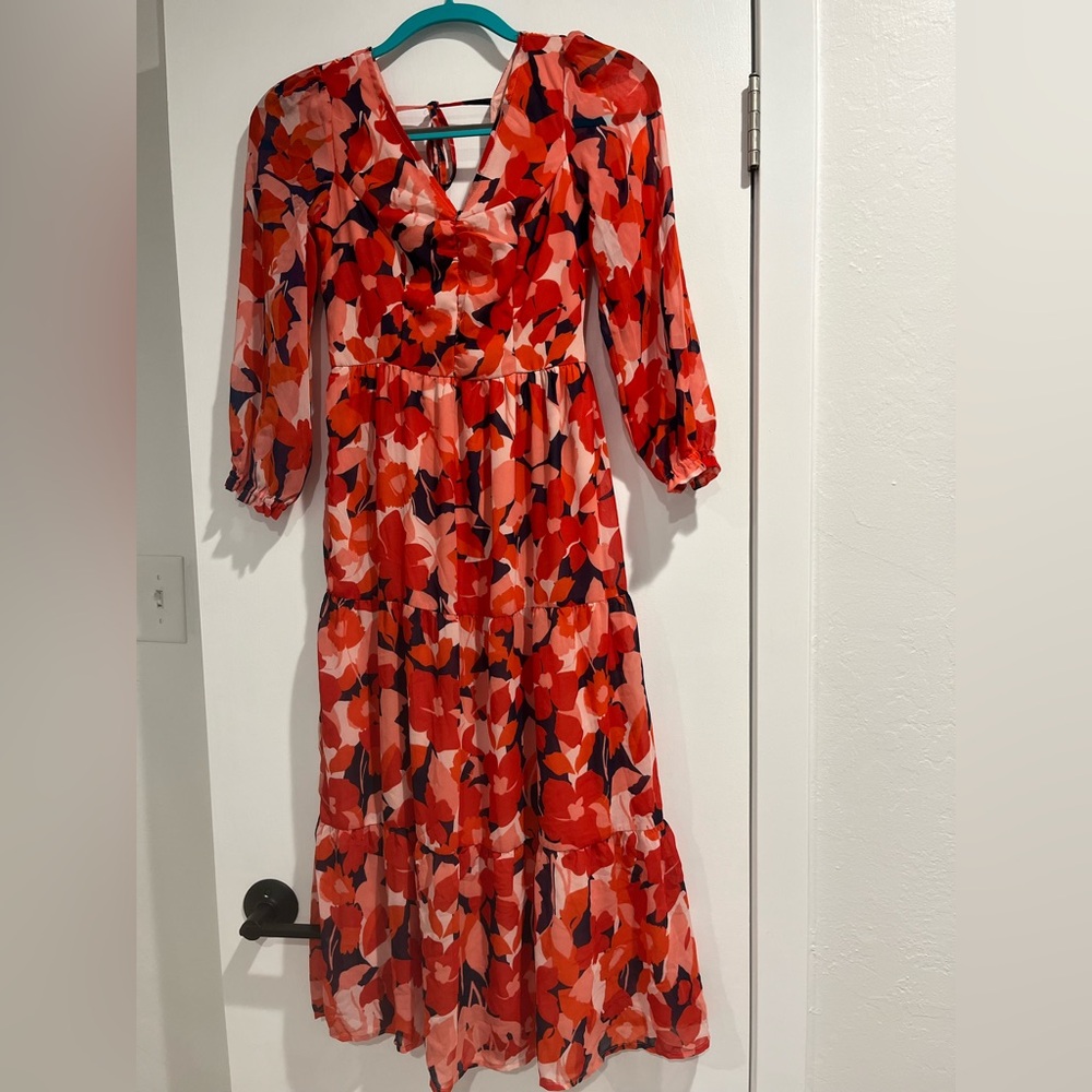 Sincerely Jules Red Floral Maxi Dress Size XS